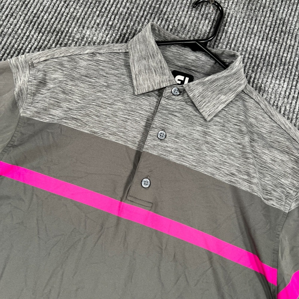 FootJoy Polo Shirt Mens Medium Gray Solid Short Sleeve Golf Performance